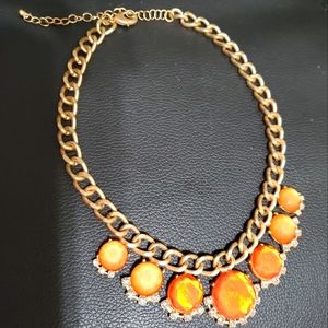 NWOT Gold Chain with Coral and Rhinestone Charms